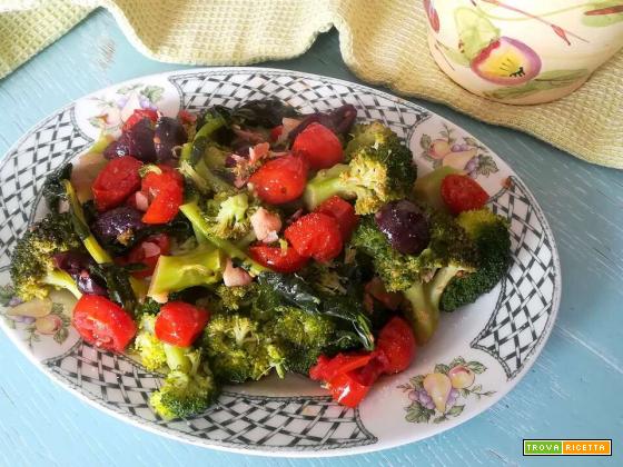 Broccoli con olive e pomodorini Bimby: al Varoma