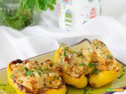 Peperoni ripieni di patate e pomodori sott’olio cotti in friggitrice ad aria