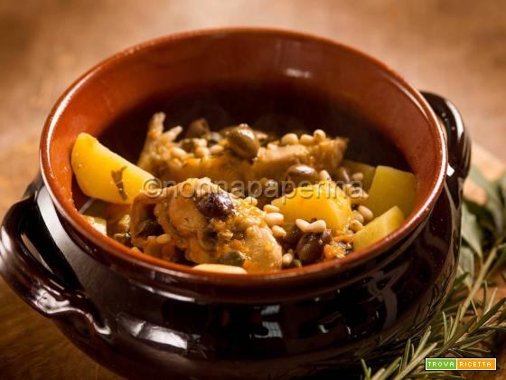Lombata di coniglio con patate e olive, un secondo rustico