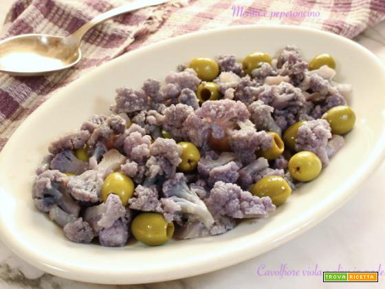 Cavolfiore viola e olive in padella