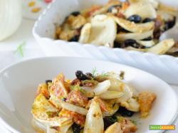 Finocchi al forno con olive e arancia