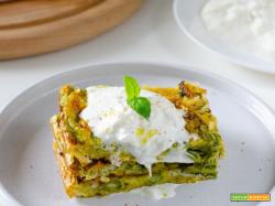 Frittata al forno di asparagi fiori di zucca e stracciatella