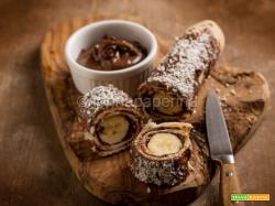 Rotolini di piadina con nutella e banana, ottimi a colazione