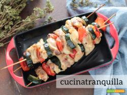 Spiedini di pollo e verdure al forno