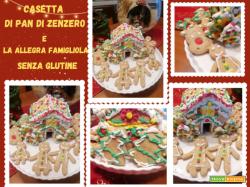 Casetta di pan di zenzero con la allegra famigliola senza glutine.