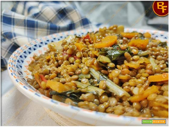 Zuppa di lenticchie patate e bieta