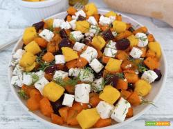 Insalata di rapa rosa con zucca polenta e feta