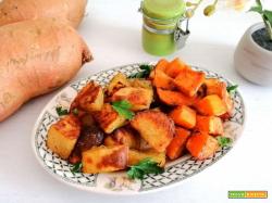 Patate miste al forno, colore sulla tavola