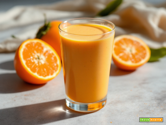 Frullato di cachi e arance energia in un bicchiere