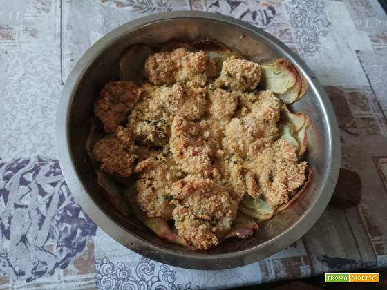 Tortino di patate e bocconcini di pollo gratinati