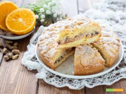 Sbriciolata con ricotta, pistacchi, cioccolato e arancia